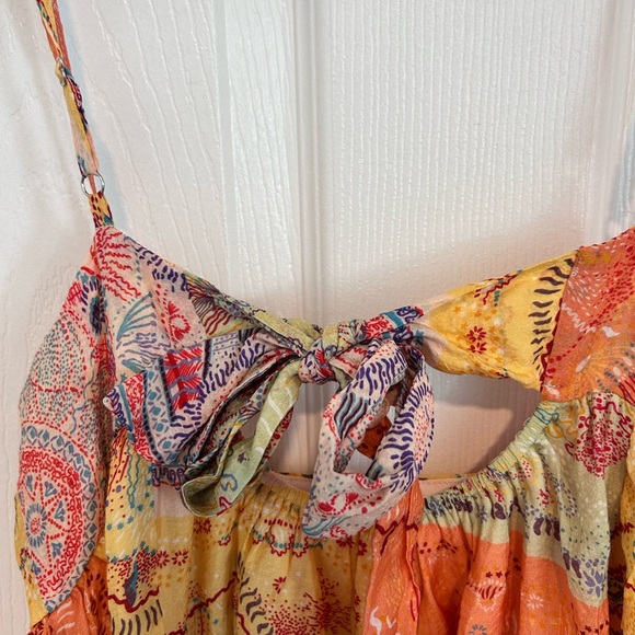 Boho Festive  Maxi Dress in Orange & Yellow Sundress Size S - Picture 5 of 8